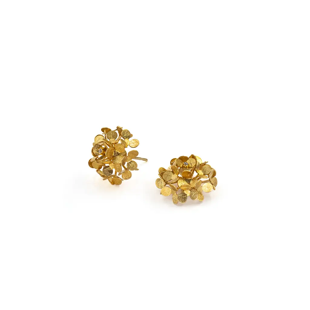 Solid Gold Origami Flower Earrings