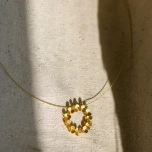 Solid Gold Origami Flower Necklace