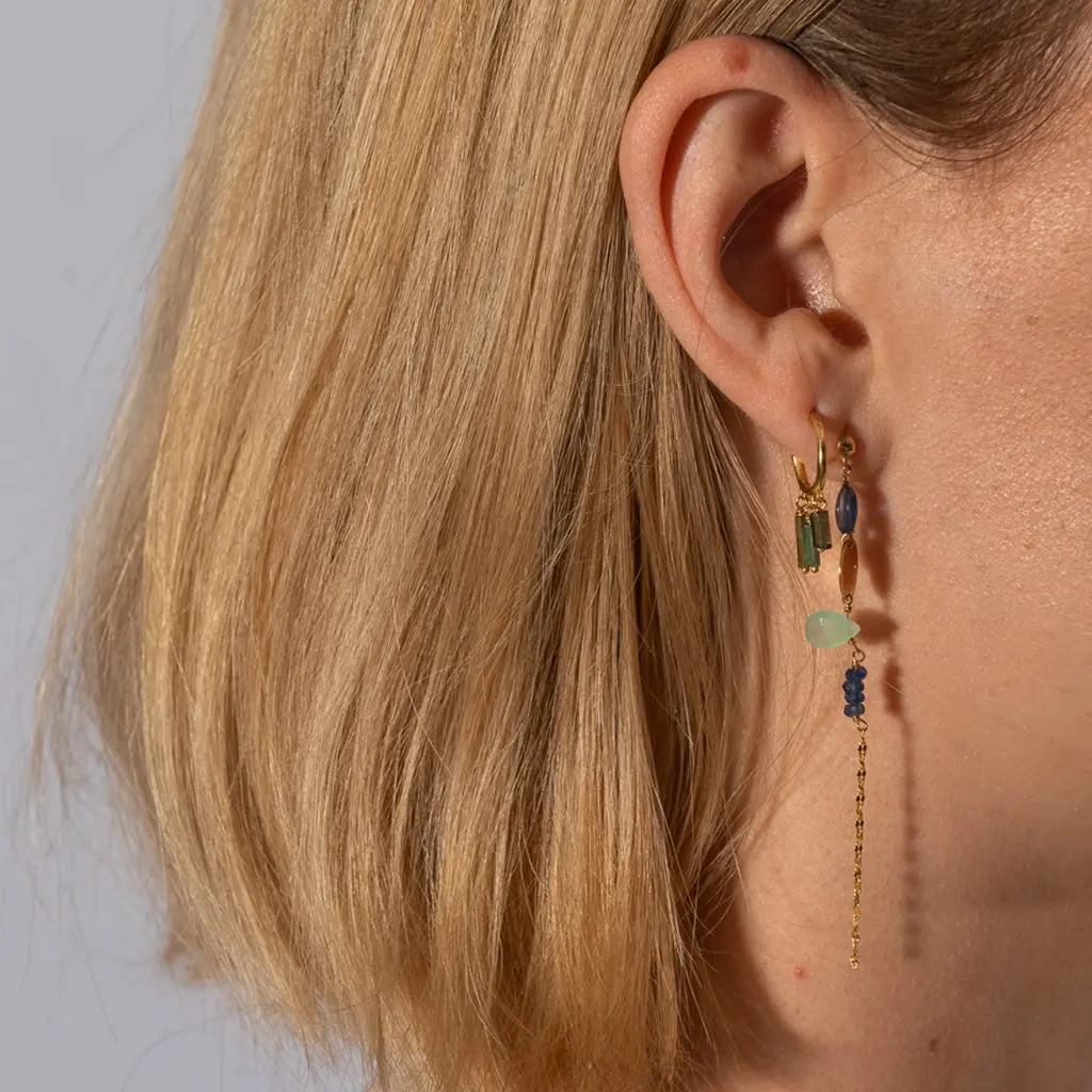 Rainbow Selection - 14 K Solid Gold Earrings with Tourmalines and Tsavorites
