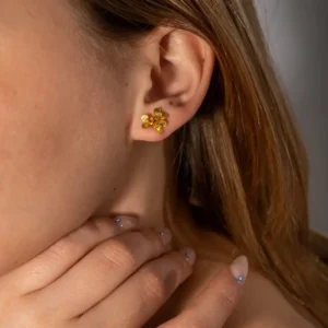 Solid Gold Origami Flower Earrings (smaller version)